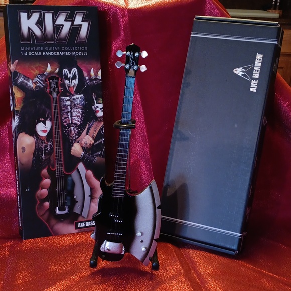 10" Gene Simmons KISS miniature electric bass  guitar and stand by Axe Bass . - Picture 1 of 16